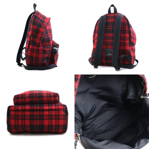 Saint Laurent Black Red Color Wool Backpack (Pre-Owned)