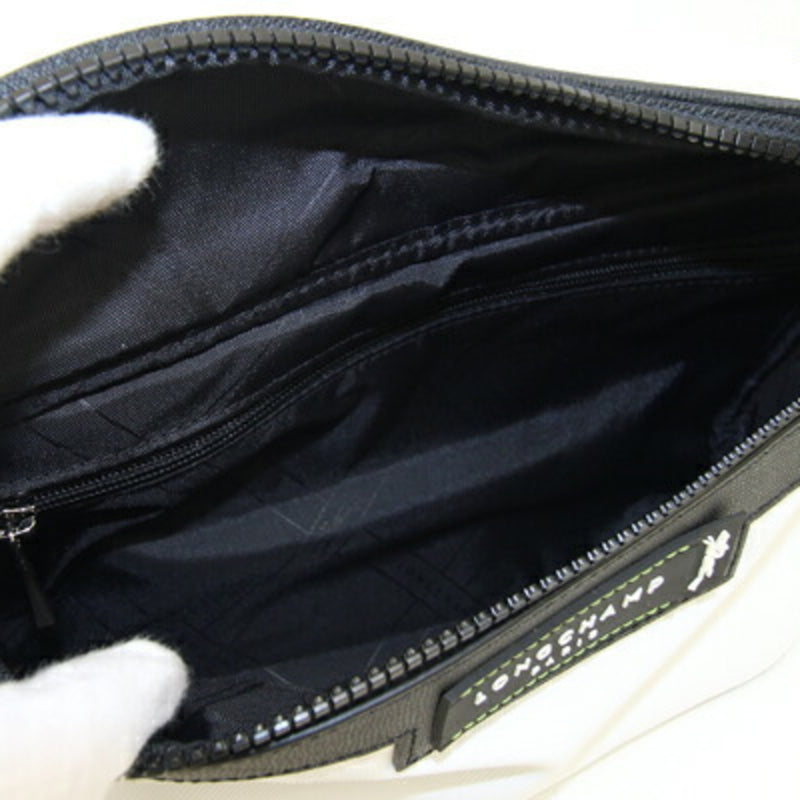 Longchamp Black White Polyamide Leather Fanny Pack (Pre-Owned)