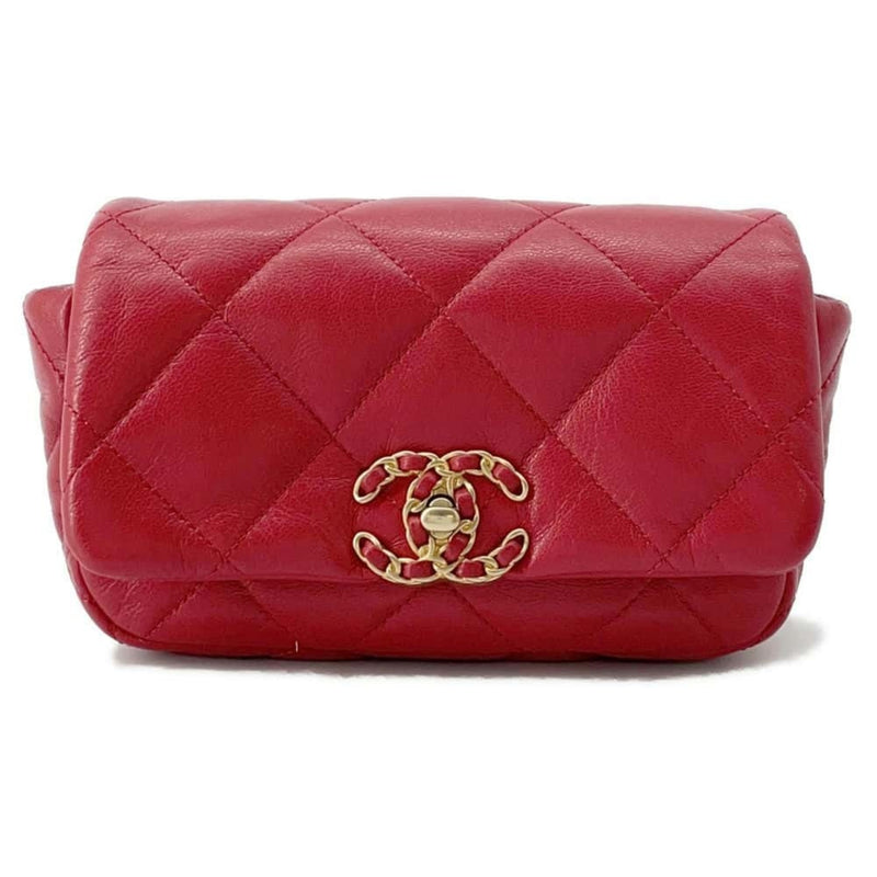 Chanel Red Color Leather Fanny Pack (Pre-Owned)