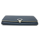 Bvlgari Navy Leather Long Wallet (Bi-Fold) (Pre-Owned)