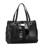 Salvatore Ferragamo Black Leather Handbag Tote Bag (Pre-Owned)