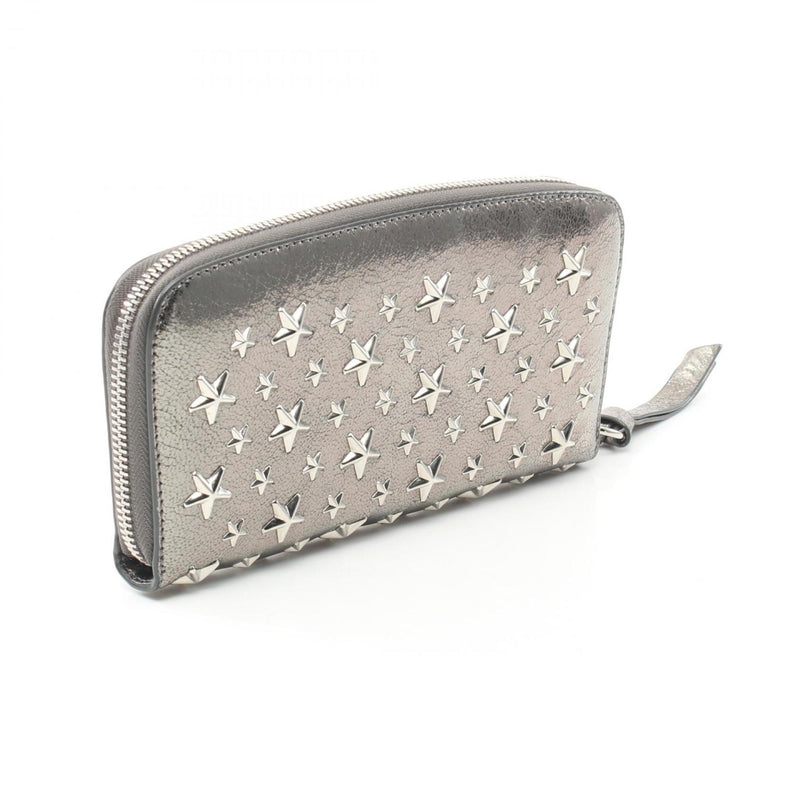 Jimmy Choo Silver Leather Long Wallet (Bi-Fold) (Pre-Owned)