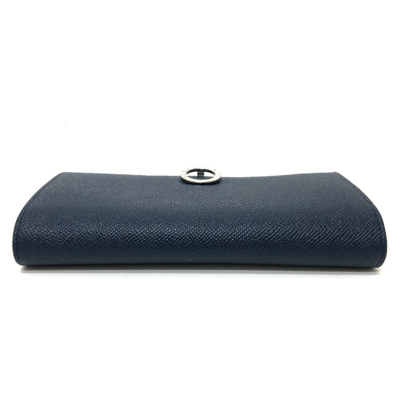 Bvlgari Navy Leather Long Wallet (Bi-Fold) (Pre-Owned)