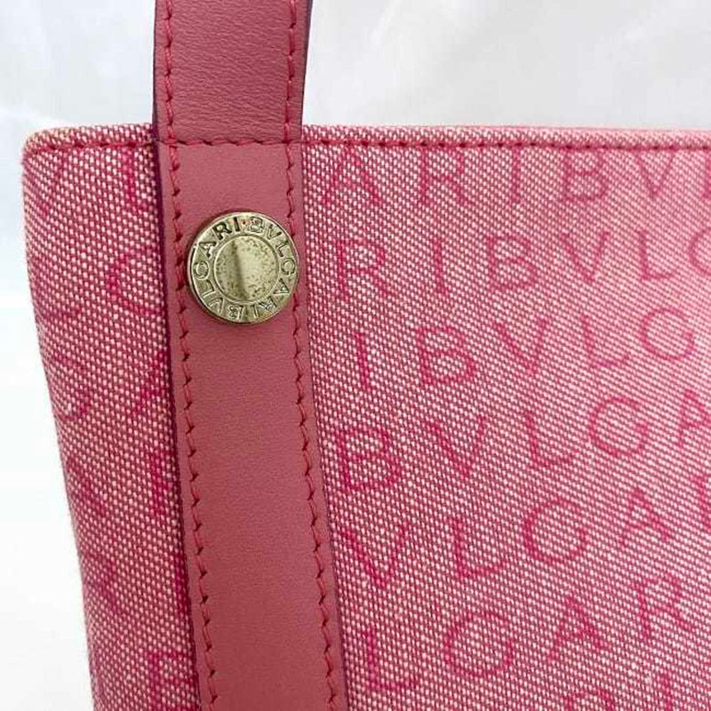 Bvlgari Pink Canvas Leather Shoulder Bag (Pre-Owned)