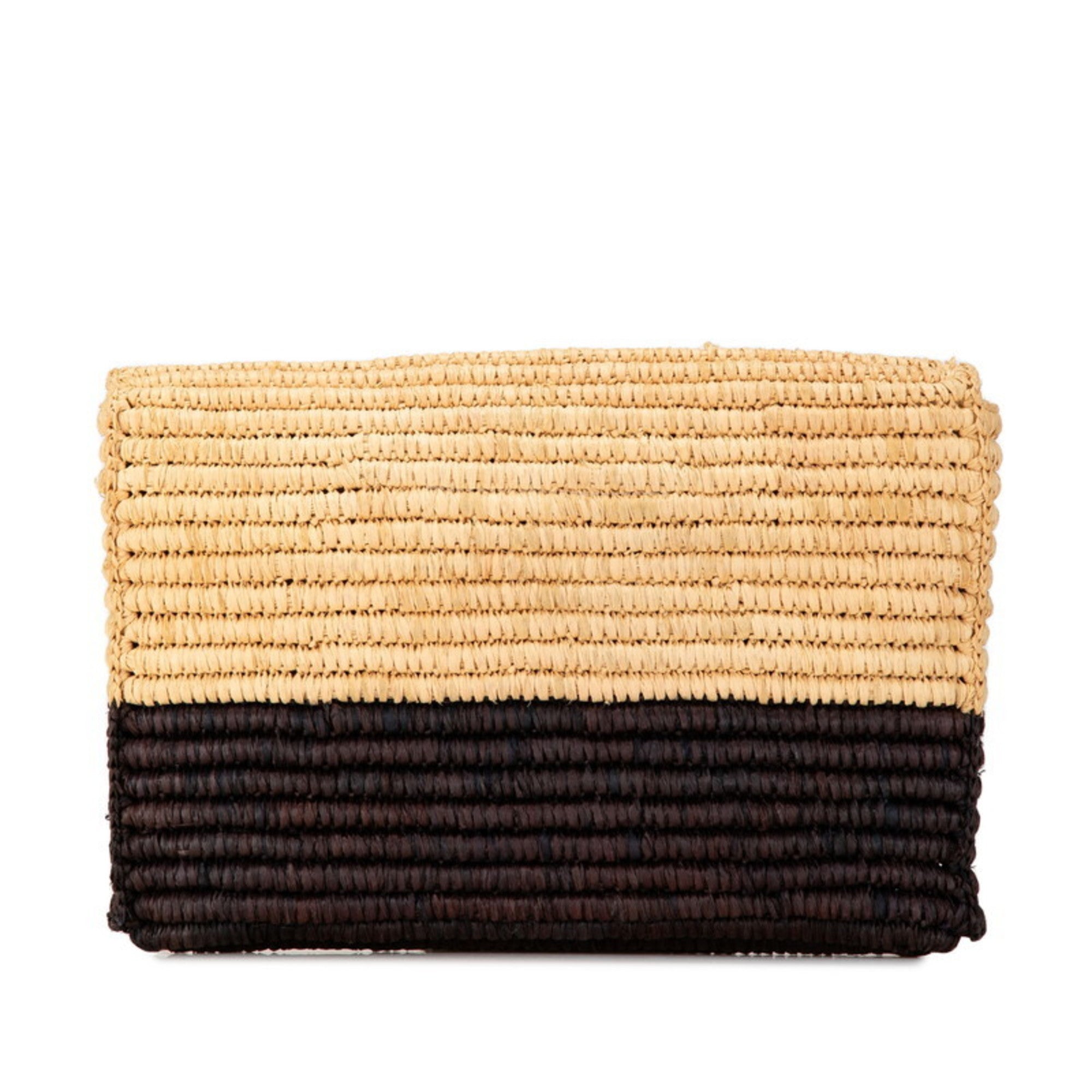 Balenciaga Beige Brown Raffia Leather Clutch Bag (Pre-Owned)