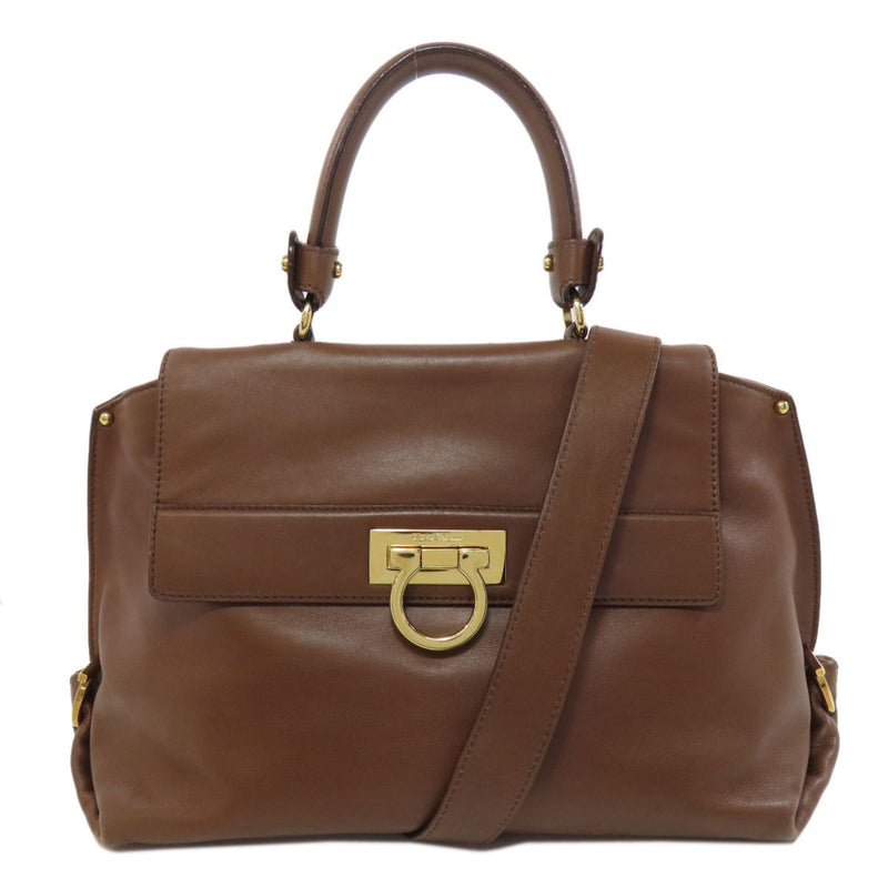 Salvatore Ferragamo Brown Leather Handbag (Pre-Owned)