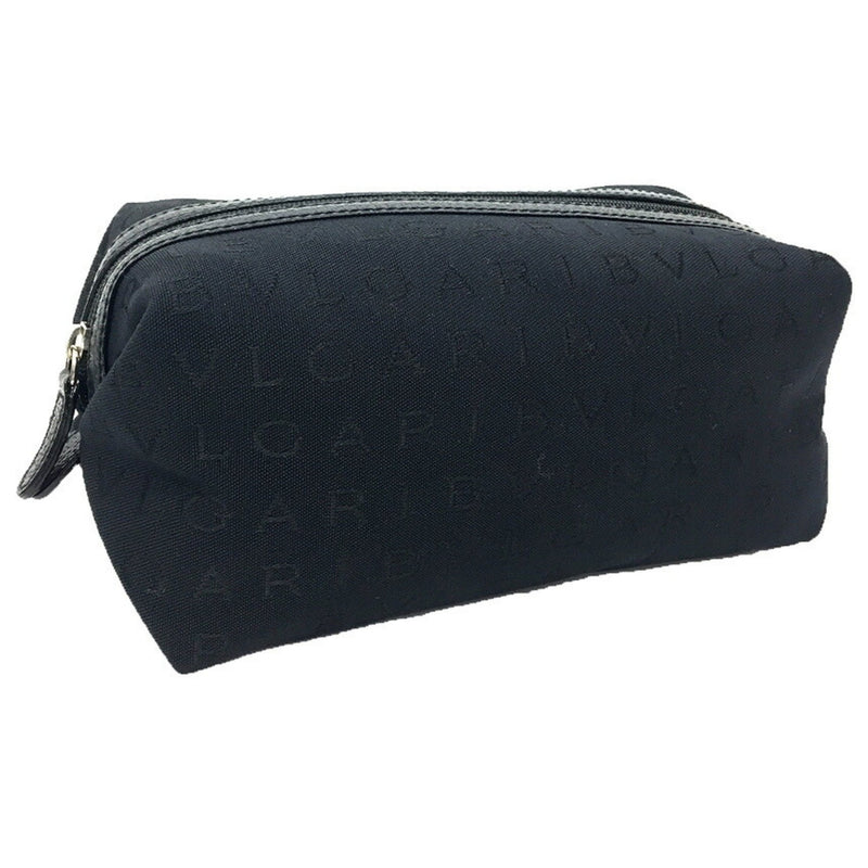 Bvlgari Black Leather Canvas Pouch (Pre-Owned)