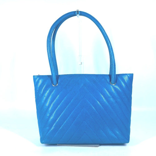 Chanel Blue Caviar Leather Handbag Shoulder Bag Tote Bag (Pre-Owned)