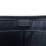 Fendi Black Leather Fur Clutch Bag Handbag (Pre-Owned)