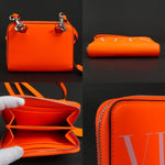 Valentino Garavani Orange Leather Coin Purse/Coin Case (Pre-Owned)