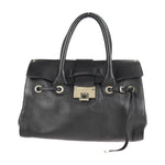 Jimmy Choo Black Leather Handbag Shopping Bag Shoulder Bag Tote Bag (Pre-Owned)