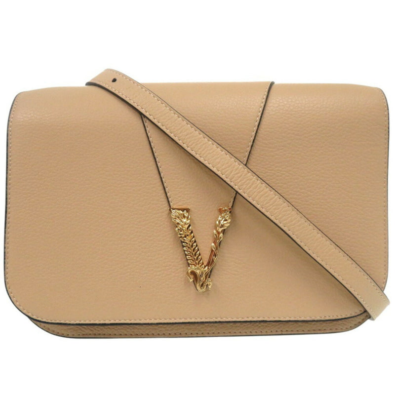 Versace Beige Leather Shoulder Bag (Pre-Owned)