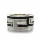 Hermes Black Silver 925 Band Ring (Pre-Owned)