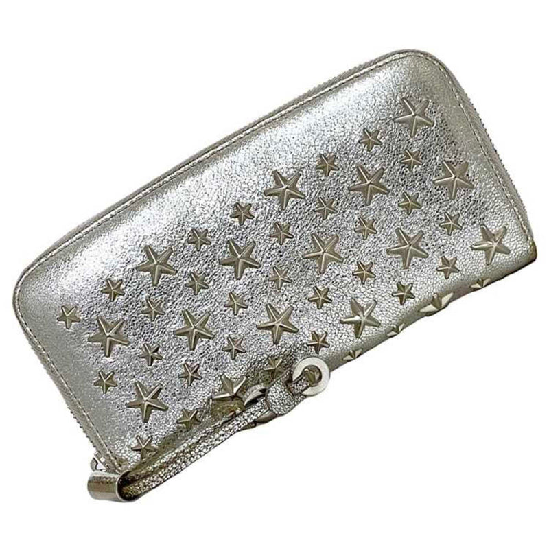 Jimmy Choo Silver Leather Long Wallet (Bi-Fold) (Pre-Owned)