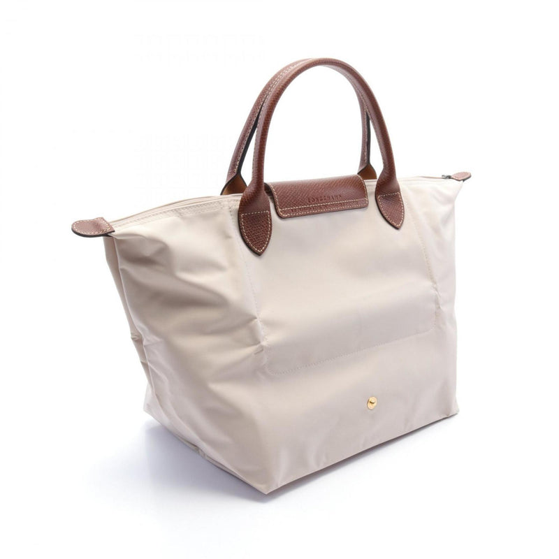 Longchamp Beige Brown Nylon Leather Tote Bag