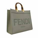 Fendi Gray Leather Tote Bag (Pre-Owned)