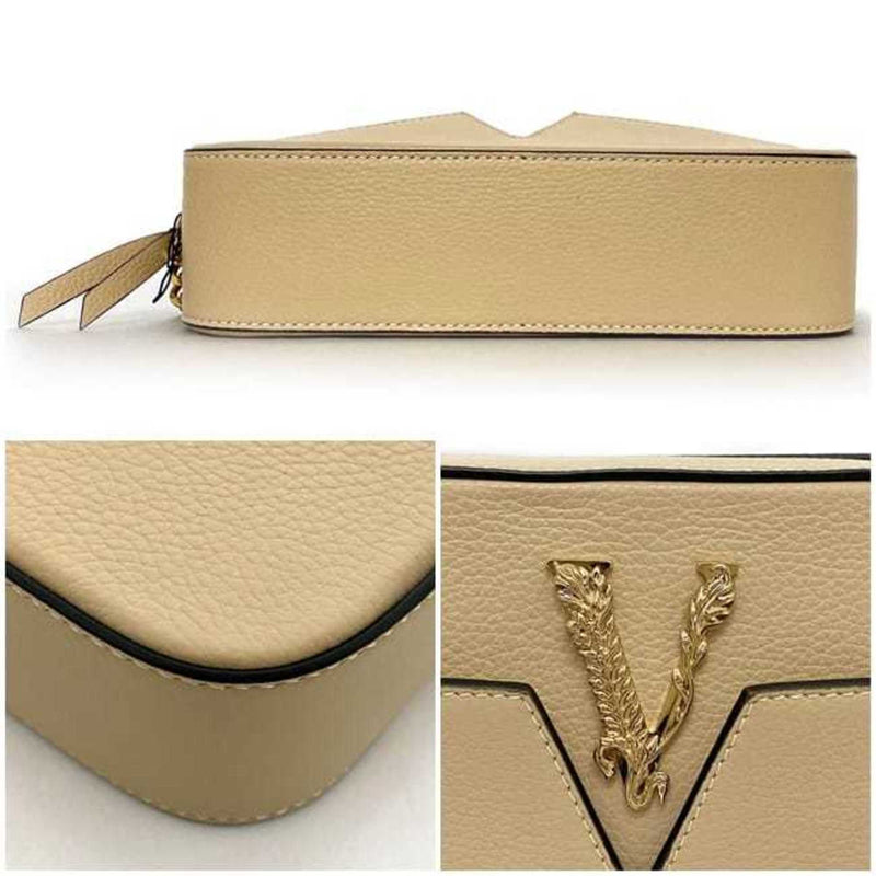 Versace Beige Leather Shoulder Bag (Pre-Owned)