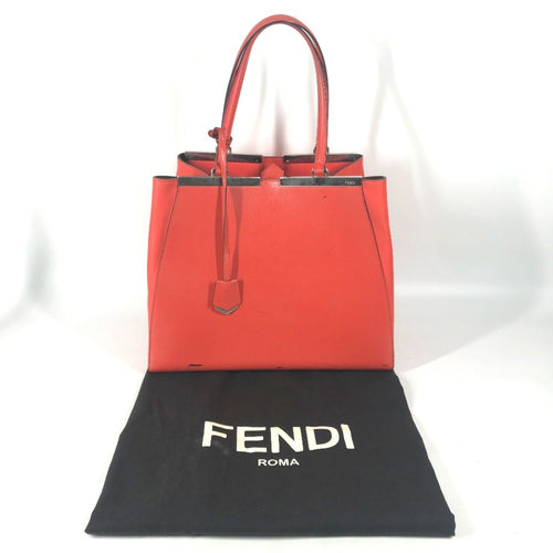 Fendi 3Jours Orange Leather Handbag Shoulder Bag Tote Bag (Pre-Owned)