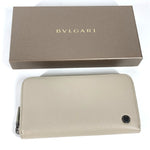 Bvlgari White Leather Long Wallet (Bi-Fold) (Pre-Owned)