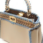 Fendi Beige Blue Brown Leather Handbag (Pre-Owned)