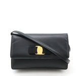 Salvatore Ferragamo Black Leather Clutch Bag Shoulder Bag (Pre-Owned)