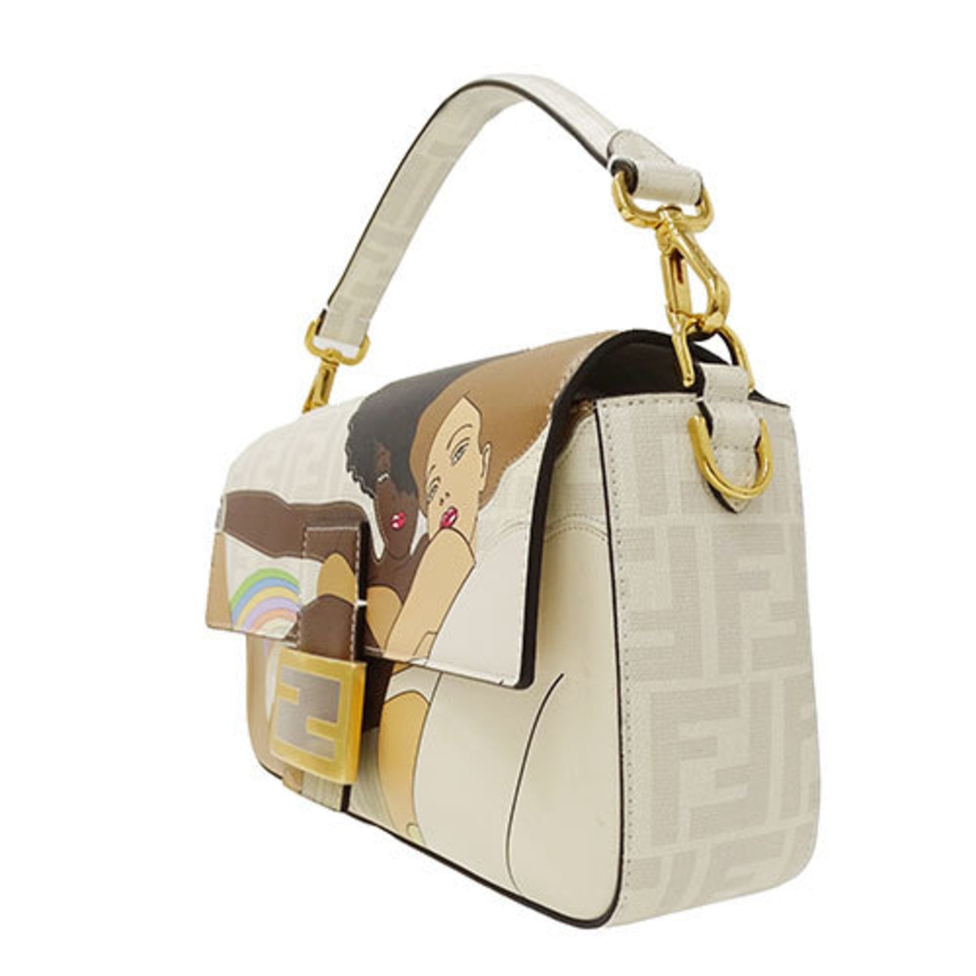 Fendi Ivory Multi-Color Pvc Handbag Shoulder Bag (Pre-Owned)