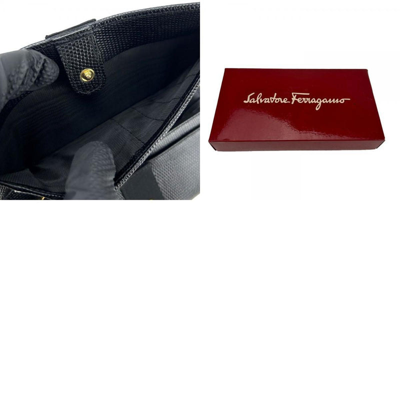 Salvatore Ferragamo Black Leather Long Wallet (Bi-Fold) (Pre-Owned)