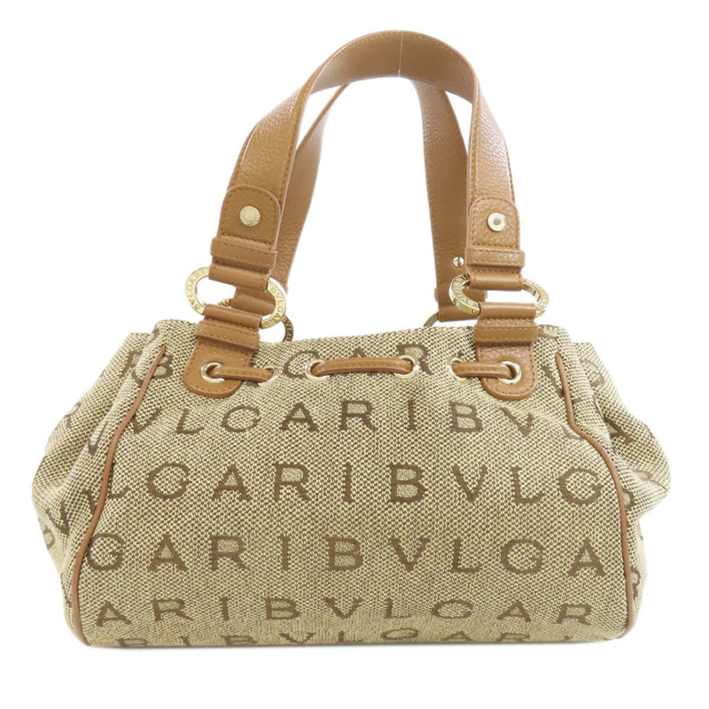 Bvlgari Logomania Brown Canvas Handbag (Pre-Owned)