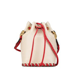 Fendi Beige Red Color Leather Shoulder Bag (Pre-Owned)