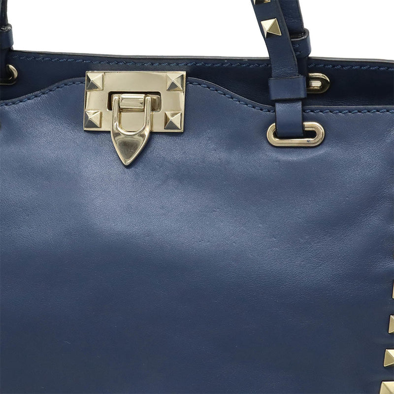 Valentino Garavani Blue Leather Handbag Shoulder Bag Tote Bag (Pre-Owned)