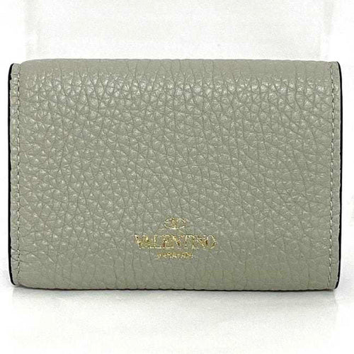 Valentino Garavani Gray Leather Wallet (Tri-Fold) (Pre-Owned)