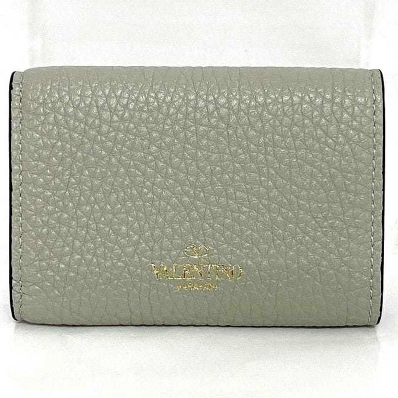 Valentino Garavani Gray Leather Wallet (Tri-Fold) (Pre-Owned)