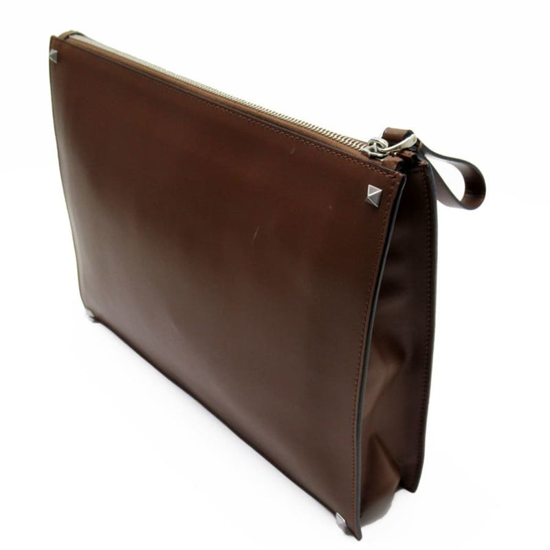 Valentino Garavani Brown Leather Clutch Bag (Pre-Owned)