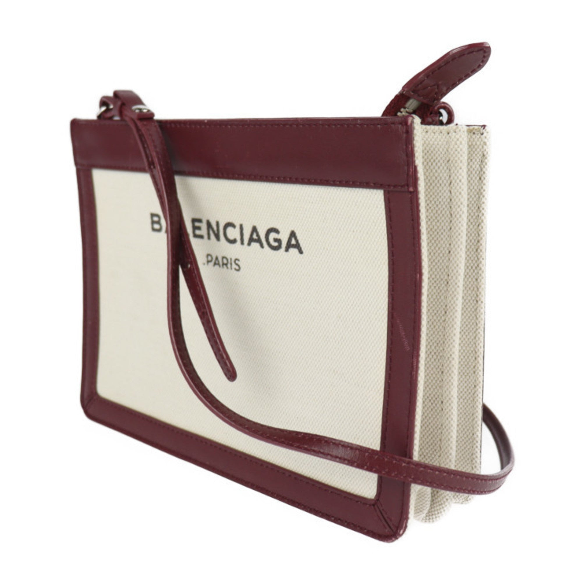 Balenciaga Beige Bordeaux Canvas Messenger Bag Shoulder Bag (Pre-Owned)