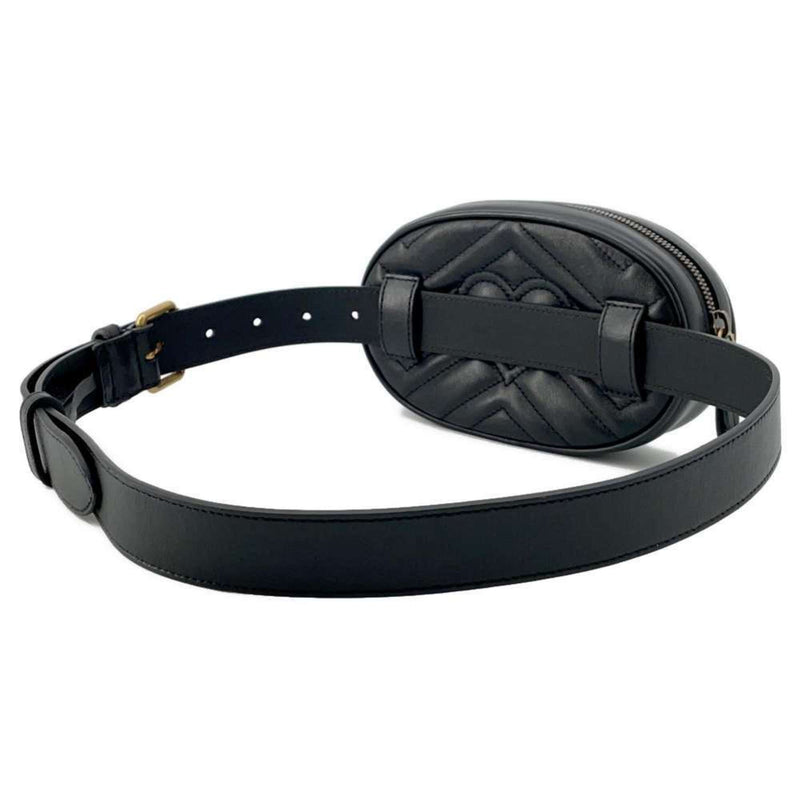 Gucci Gg Marmont Black Leather Fanny Pack (Pre-Owned)