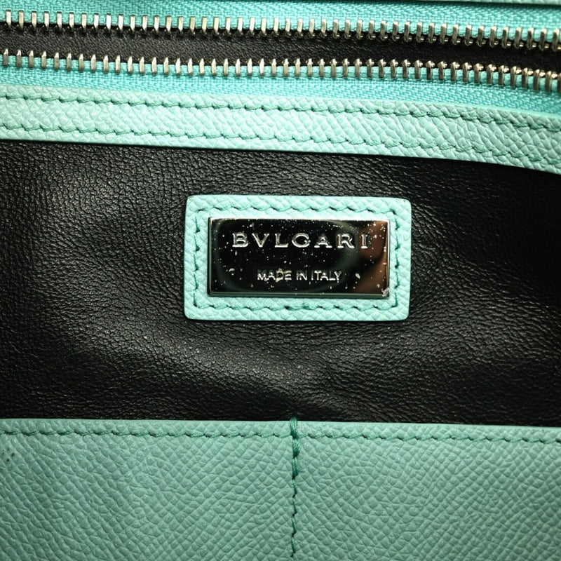 Bvlgari Light Blue Leather Handbag Tote Bag (Pre-Owned)