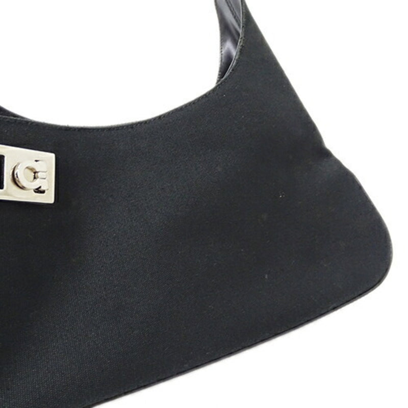 Salvatore Ferragamo Black Canvas Shoulder Bag (Pre-Owned)