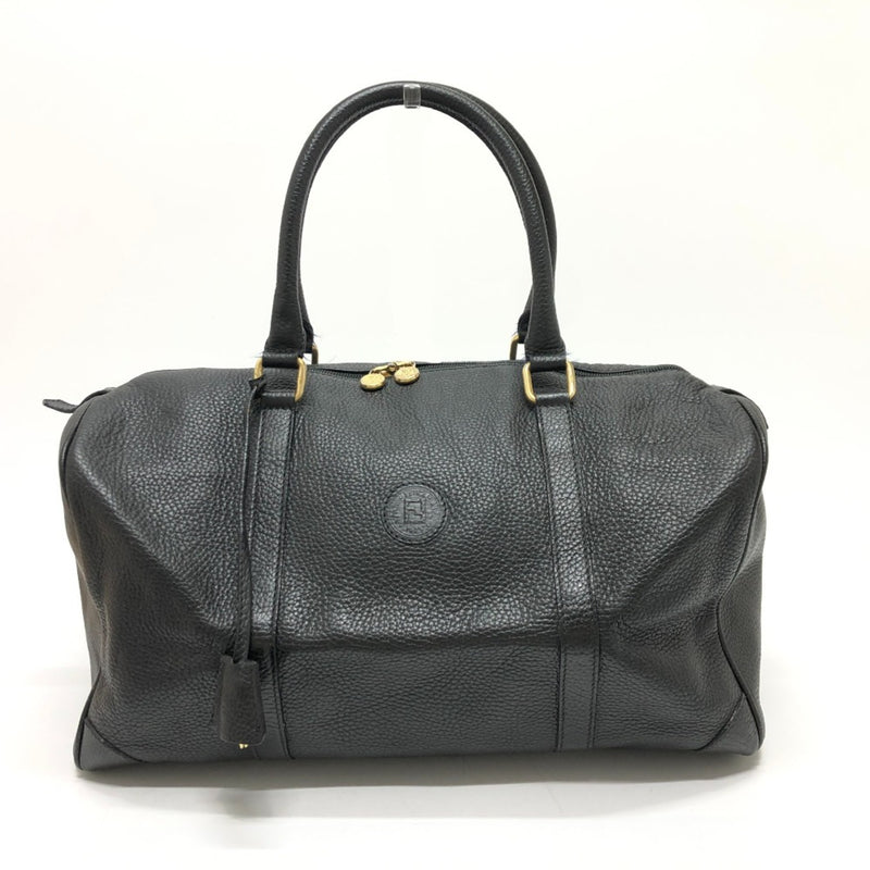 Fendi Black Leather Boston Bag (Pre-Owned)