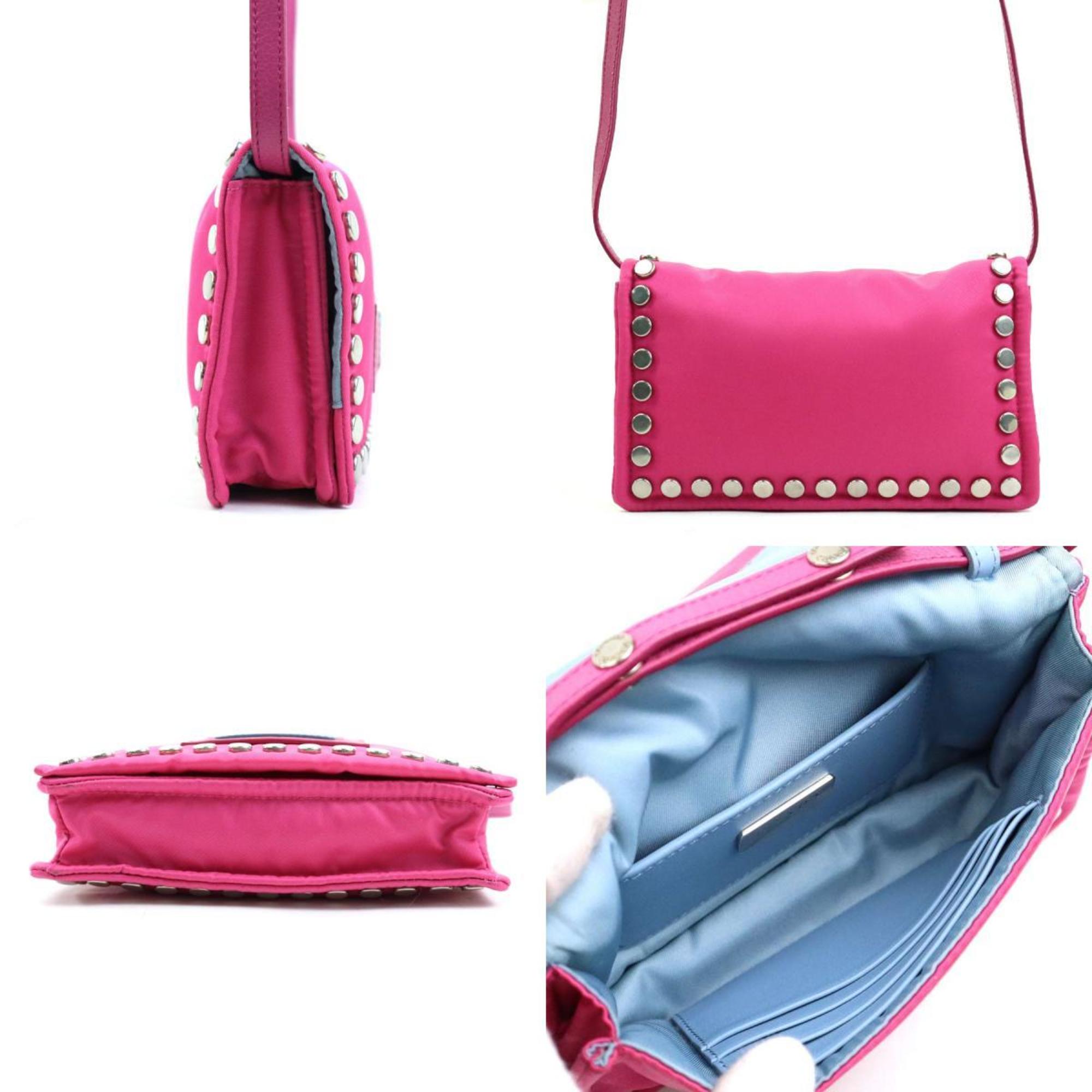 Prada Pink Nylon Leather Shoulder Bag (Pre-Owned)