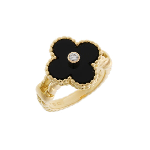 Van Cleef & Arpels Alhambra Black Gold Yellow Gold (18K) Band Ring (Pre-Owned)