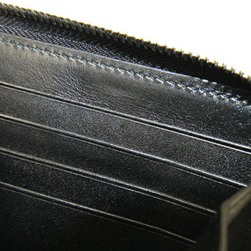 Bvlgari Black Gray Pvc Leather Long Wallet (Bi-Fold) (Pre-Owned)