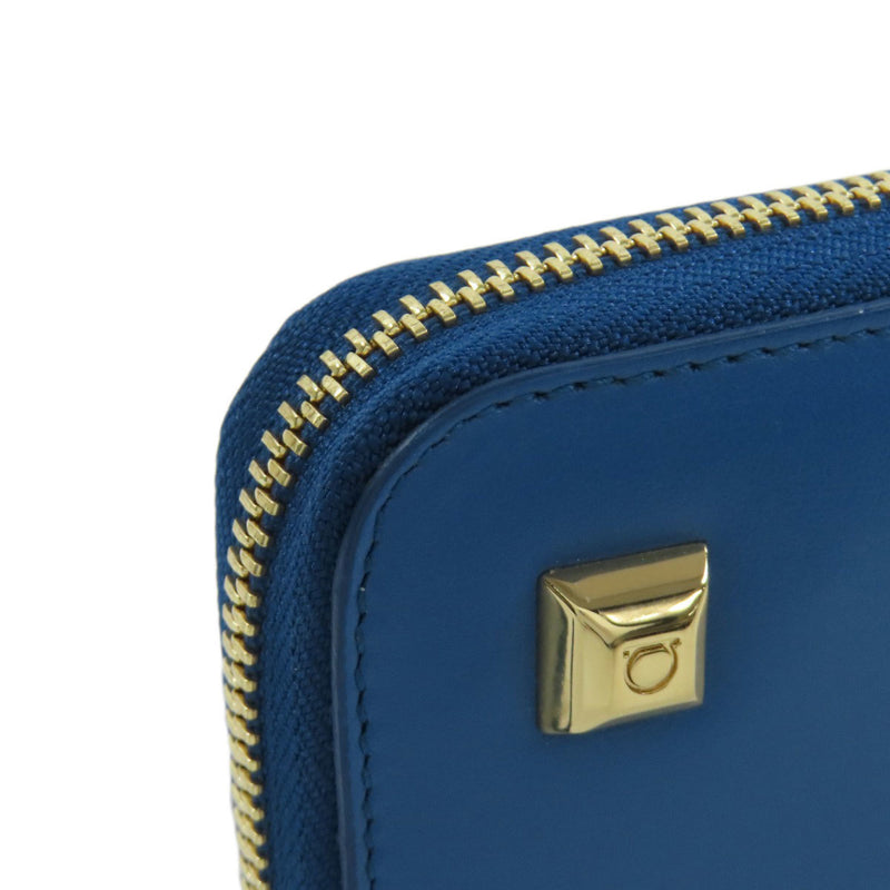 Salvatore Ferragamo Blue Leather Long Wallet (Bi-Fold) (Pre-Owned)