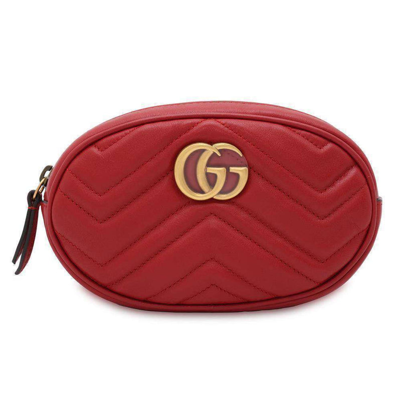 Gucci Gg Marmont Red Color Leather Fanny Pack (Pre-Owned)