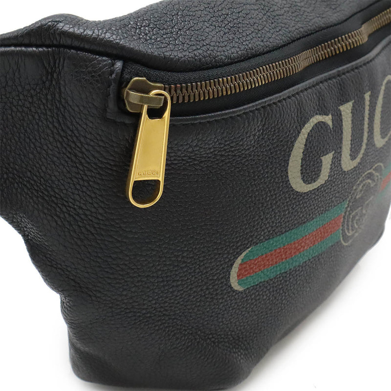 Gucci Black Green Red Color Leather Fanny Pack (Pre-Owned)