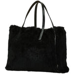 Fendi Black Faux Fur Leather Handbag (Pre-Owned)