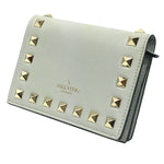 Valentino Garavani Light Gray Leather Wallet (Tri-Fold) (Pre-Owned)