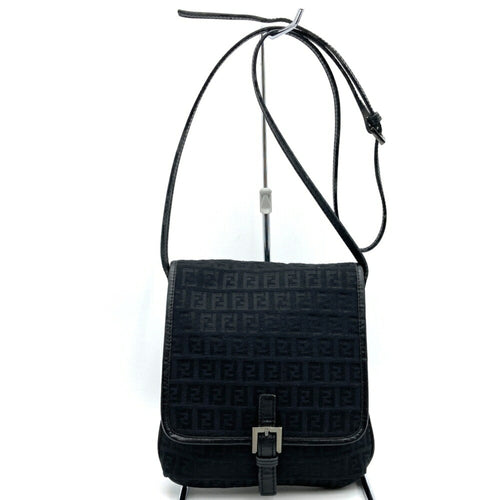 Fendi Black Canvas Leather Shoulder Bag (Pre-Owned)