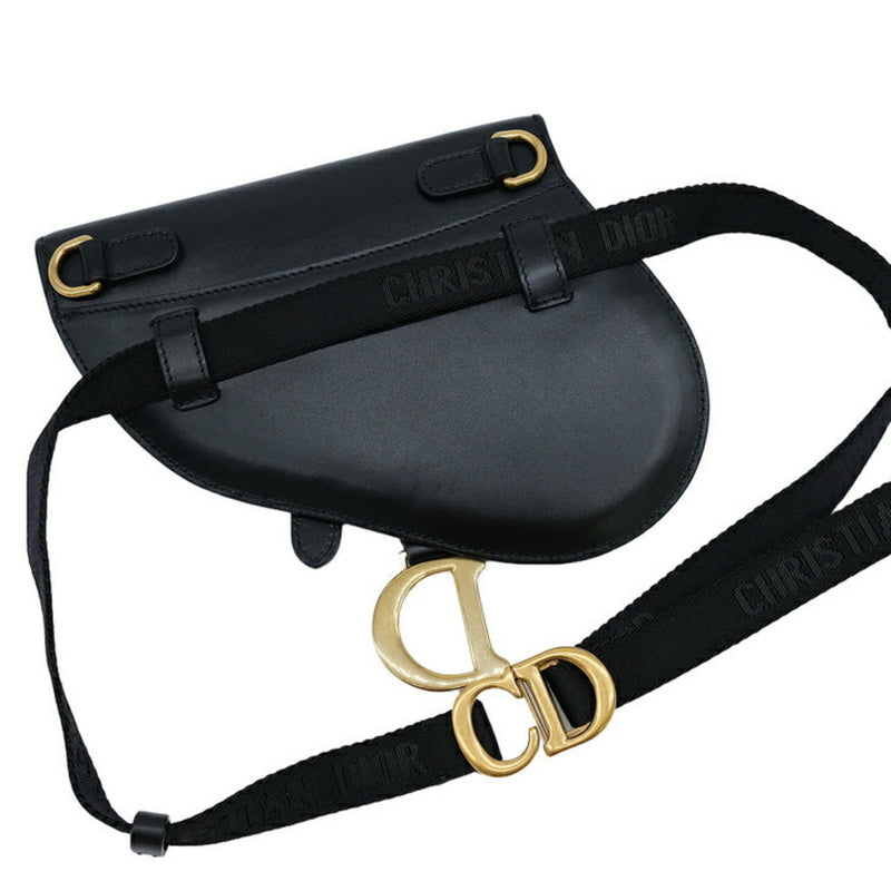 Christian Dior Black Leather Fanny Pack Saddle Bag (Pre-Owned)