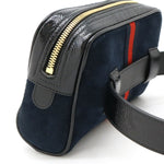 Gucci Navy Red Color Suede Patent Leather Fanny Pack Sling Bag (Pre-Owned)