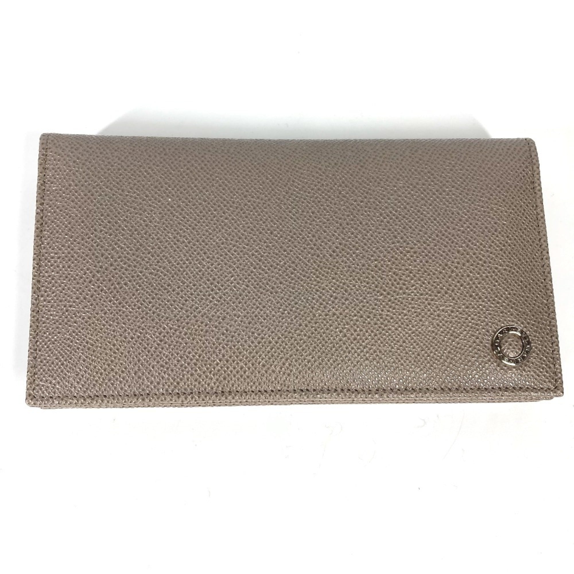 Bvlgari Gray Leather Long Wallet (Bi-Fold) (Pre-Owned)